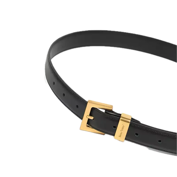 AuraGlow Luxe Waist Belt – Golden Buckle Cowhide Elegance