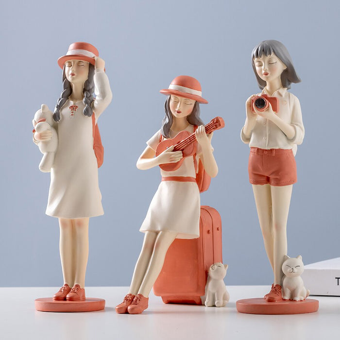 Modern Girl Resin Figurine Decorative Statue