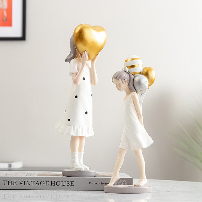 Modern Girl Resin Figurine Decorative Statue