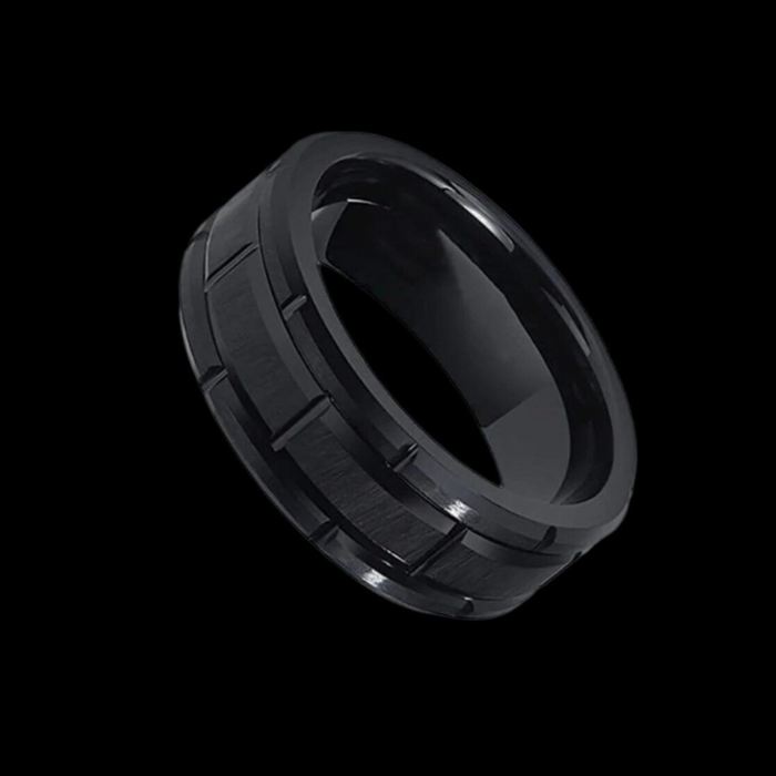 Black Ring for Men Brick Design Ring