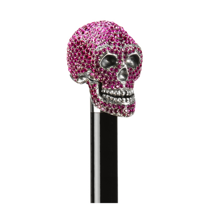 Black Fuchsia Roses Skull Luxury Umbrella Double Cloth