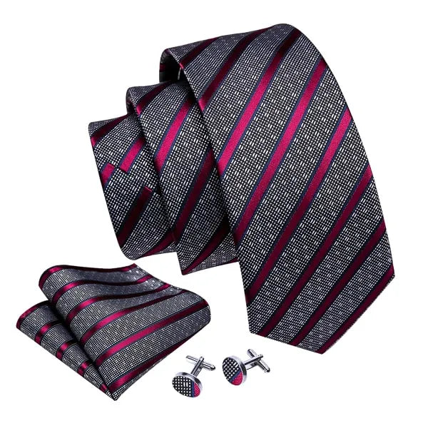 Red Striped Designer Silk Tie for Classy Men