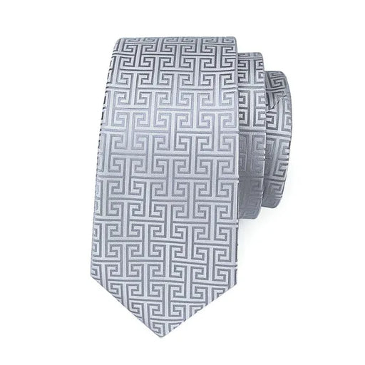 Silver Geometric Silk Tie for Men - Classy and Stylish Accessory