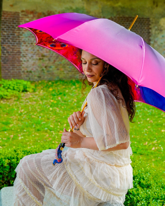 Stylish Exclusive Pink Peacock Design Umbrella