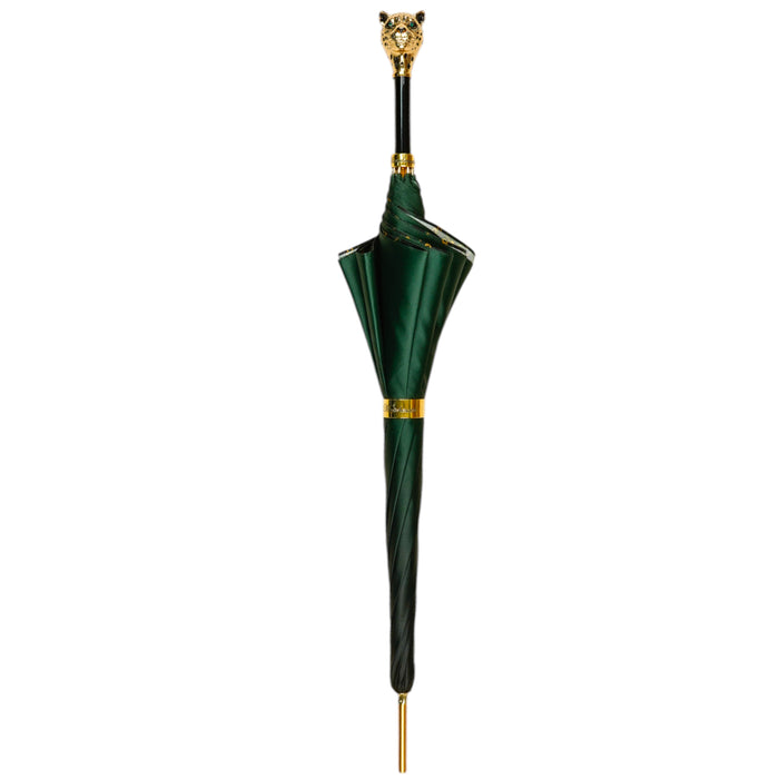 Premium Green Umbrella with Striking Leopard Jewelry Handle