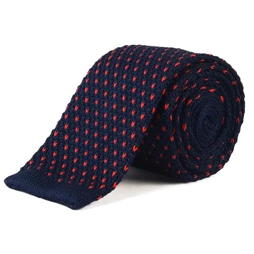 Blue and Red Dot Square Knit Tie for Classy Men