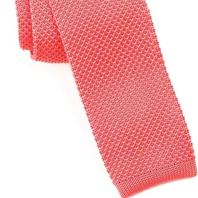 Solid Salmon Square Knit Tie for Classy Men - Elegant Accessory for Any Occasion