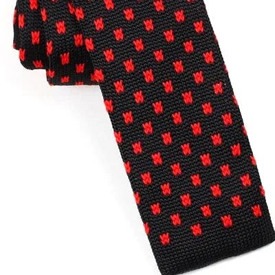 Black and Red Square Knit Tie for Classy Men
