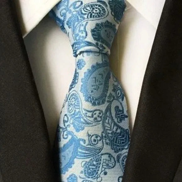 Teal Paisley Tie for Men Classy Stylish Accessory