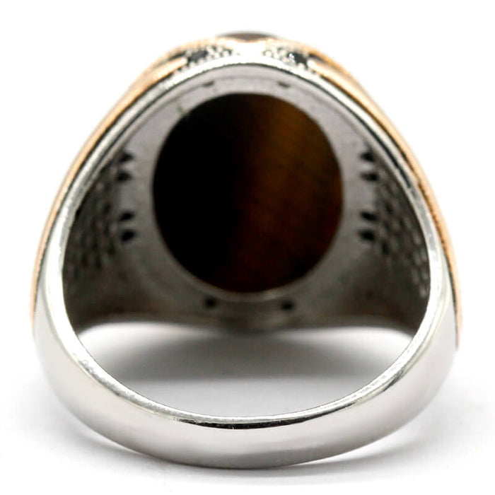 Ring with Tiger Eyes Stone Gemstone Ring