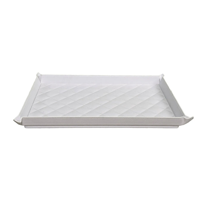 Modern White Leatherette Office Set – Tufted with Steel Inserts