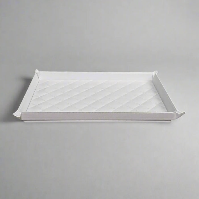 Modern White Leatherette Office Set – Tufted with Steel Inserts