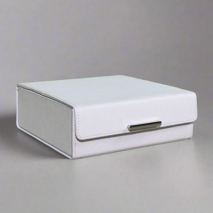 Modern White Leatherette Office Set – Tufted with Steel Inserts