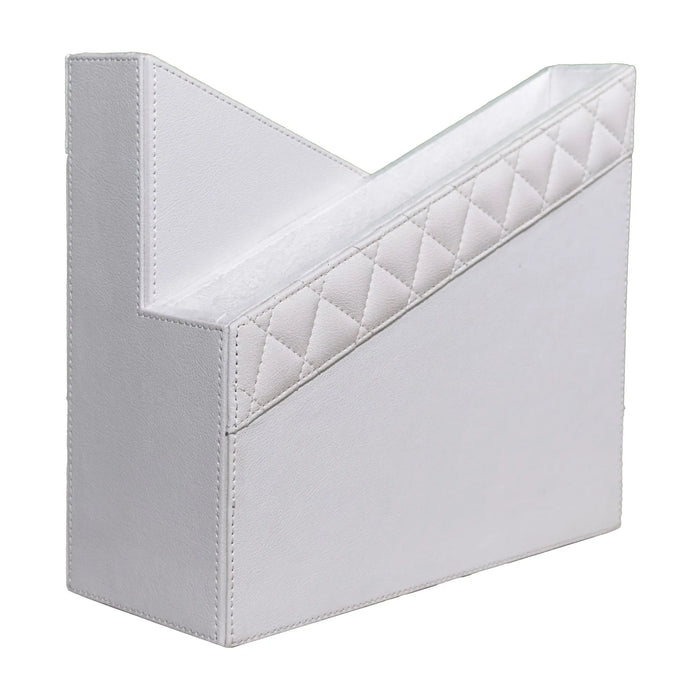 Modern White Leatherette Office Set – Tufted with Steel Inserts