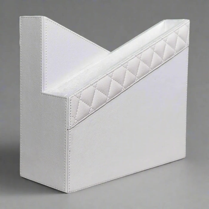 Modern White Leatherette Office Set – Tufted with Steel Inserts