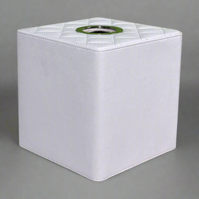 Modern White Leatherette Office Set – Tufted with Steel Inserts