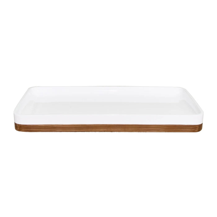 White Resin Bathroom Set – Hand-Painted Wood Trim, 7-Piece