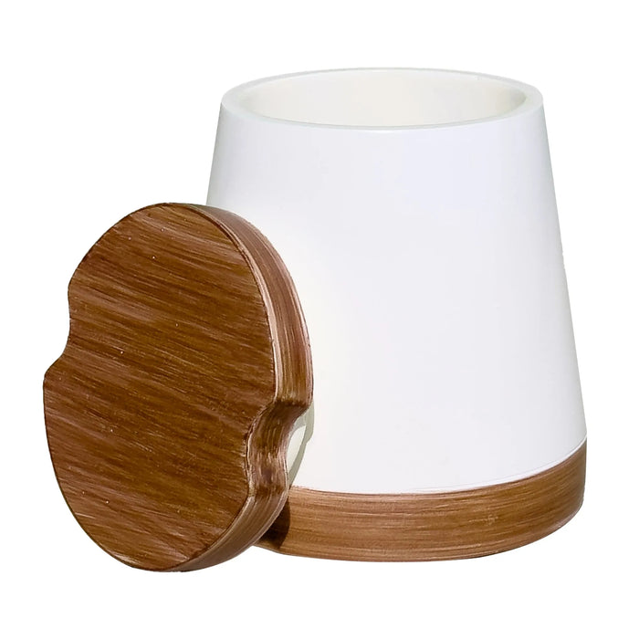 White Resin Bathroom Set – Hand-Painted Wood Trim, 7-Piece