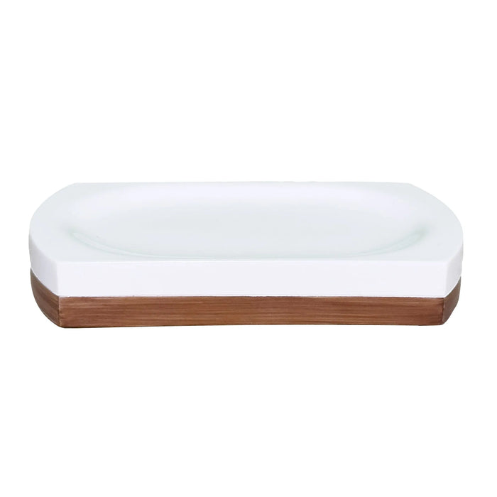 White Resin Bathroom Set – Hand-Painted Wood Trim, 7-Piece