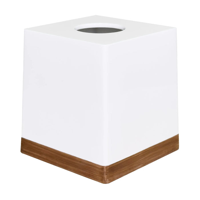 White Resin Bathroom Set – Hand-Painted Wood Trim, 7-Piece