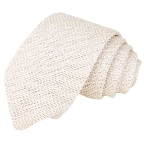Solid White Knitted Tie for Men - Classy and Elegant Accessory