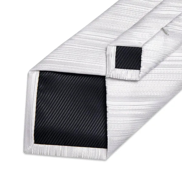 Elegant Pure White Striped Silk Tie for Men