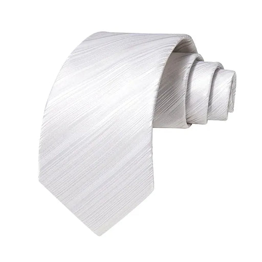 Elegant Pure White Striped Silk Tie for Men