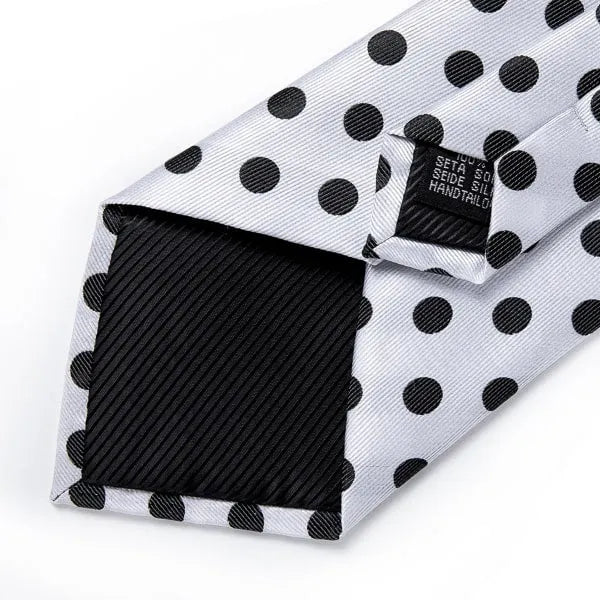 Polka Dot Silk Tie for Men in Classic White and Black