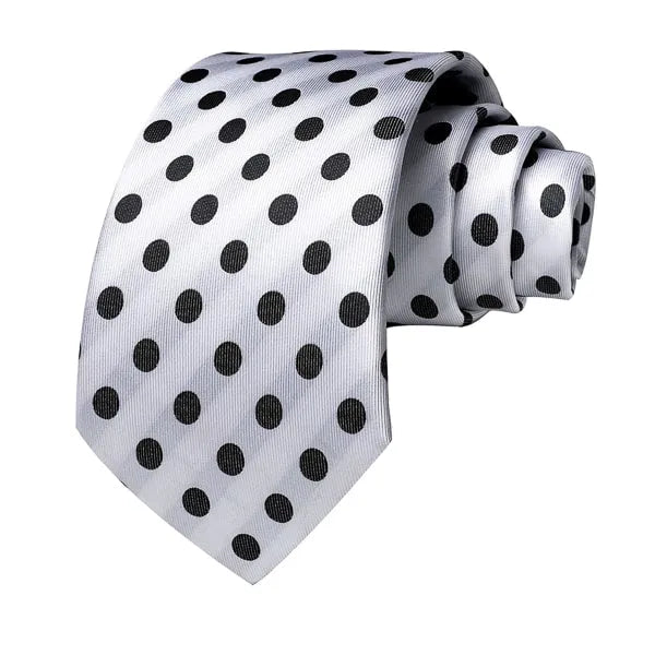 Polka Dot Silk Tie for Men in Classic White and Black