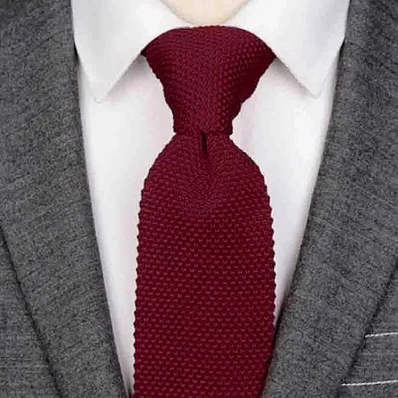 Wine Red Knitted Tie for Classy Men Elegant Accessory for Formal Casual Events