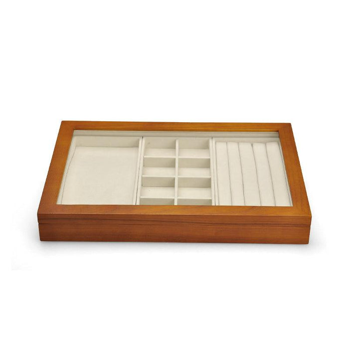 Wood Jewelry Display Tray with Transparent Cover