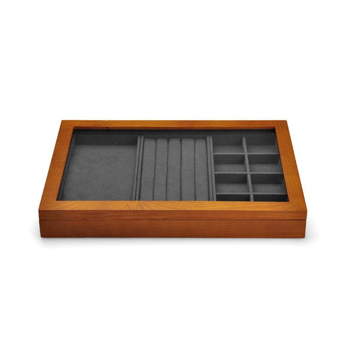 Wood Jewelry Display Tray with Transparent Cover