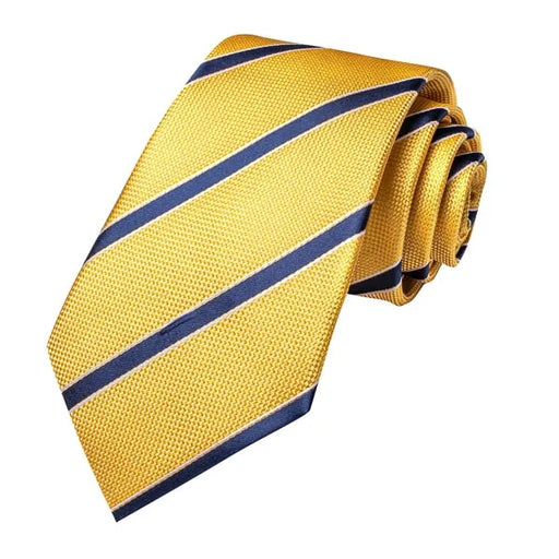 Classy Silk Tie for Men - Yellow and Blue Striped Design