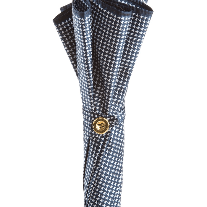 Navy Leather Handle Classic Premium Quality Umbrella