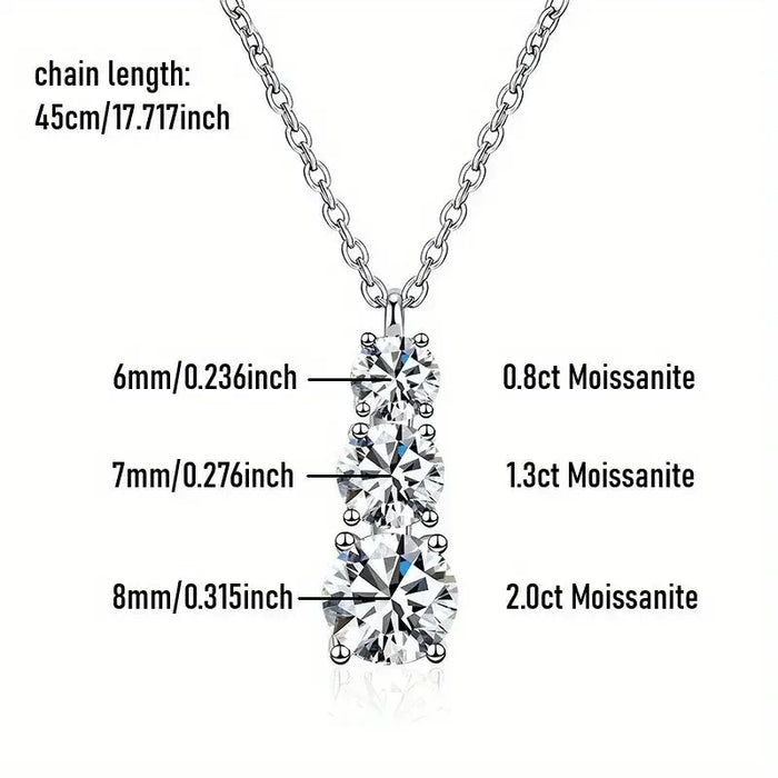 Minimalist Style Elegant Moissanite Pendant Necklace – Sterling Silver