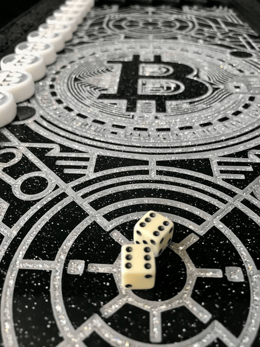 Stone Backgammon, Bitcoin Symbol On Top, Game Board, Limited