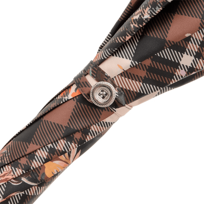 Tartan Floral Chestnut Handle Premium Parasol for Ladies