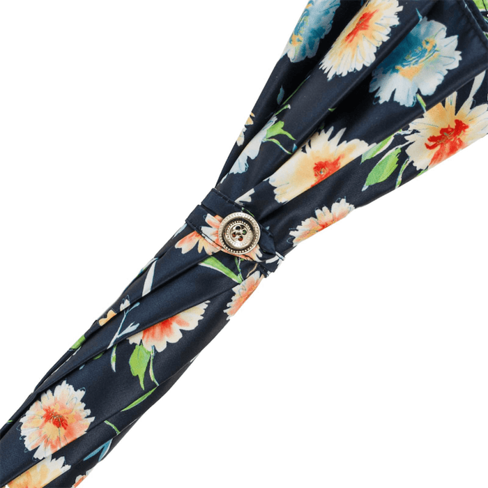White Leather Blue Flowered Unique Design Parasol
