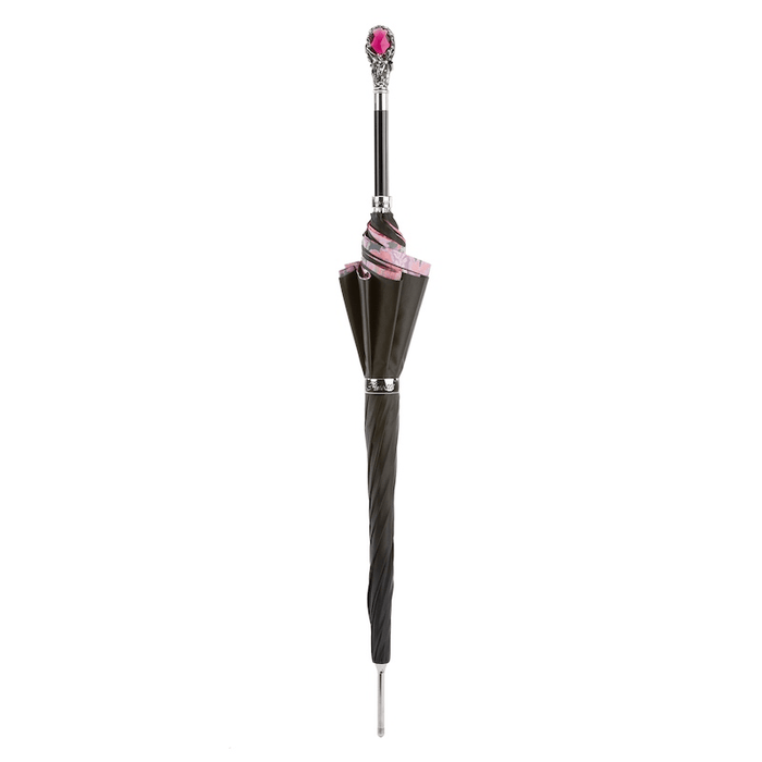 Unique Luxury Red Gem Handle Black Umbrella for Women
