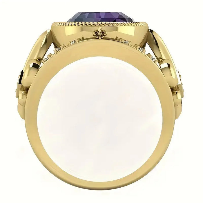 Sparkling Purple Cubic Zirconia Ring – Golden Hollow Retro Finger Jewelry