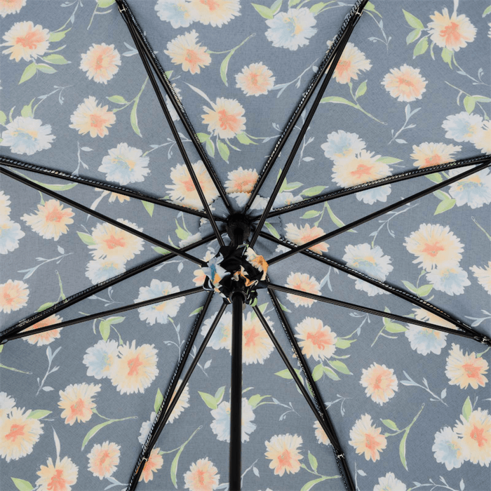 White Leather Blue Flowered Unique Design Parasol
