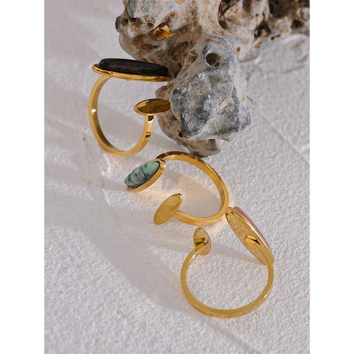 Unique Design Golden Ring with Natural Stone