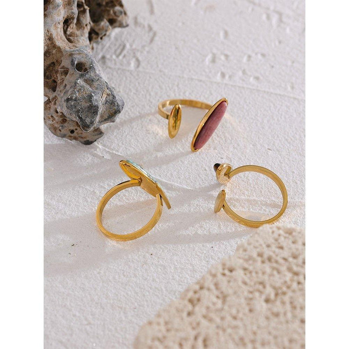 Unique Design Golden Ring with Natural Stone