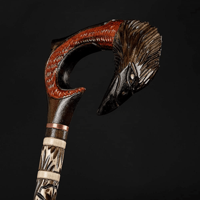 Raven Wooden Walking Cane Original Carved