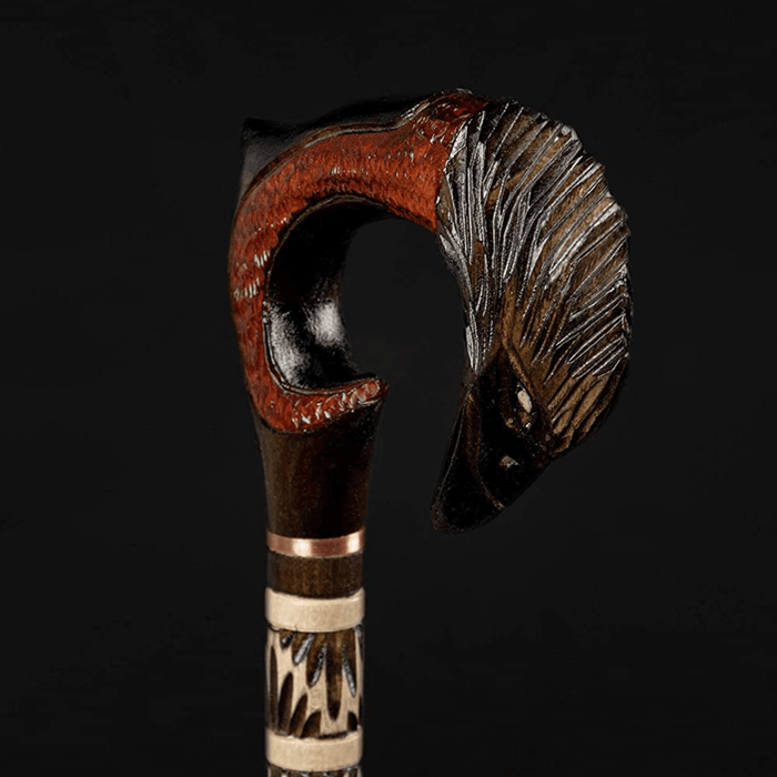 Raven Wooden Walking Cane Original Carved