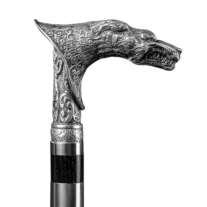 Stylish Metal Wolf Cane Сeltic Style Silver