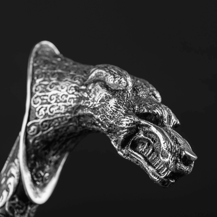 Stylish Metal Wolf Cane Сeltic Style Silver