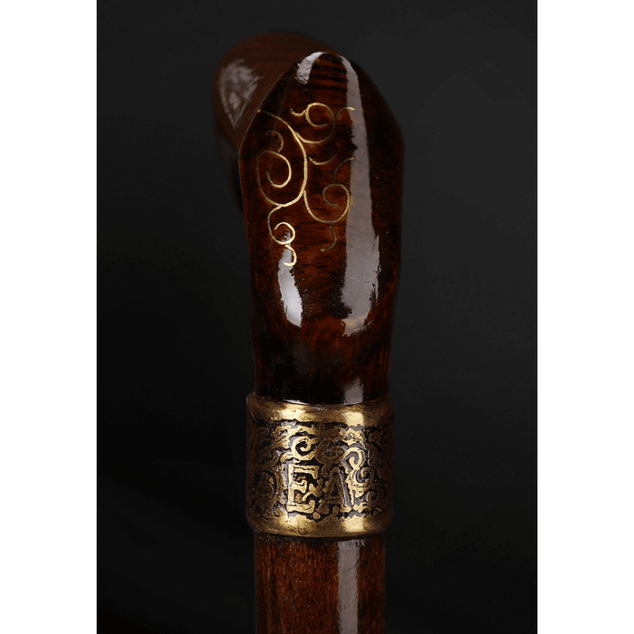 Walking Cane Brown Wooden Handmade Wood Hand Carved