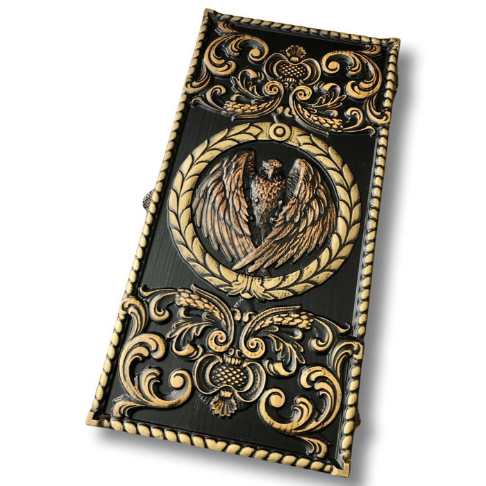 Artisan-crafted Wooden Backgammon "Hawk", 48×23×3 cm