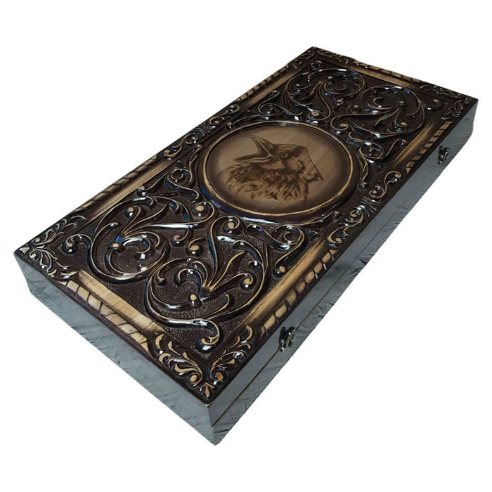 Artistic Wooden Backgammon "Raven", 60×30×8 cm